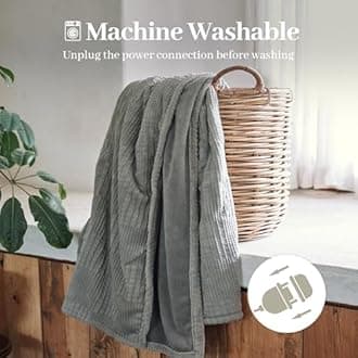 Electric Blanket Twin Size 62''X84'' - Heated Blanket with Single Control Fast Heating 9 Heating Levels & 10 Hours Auto Off,ETL Certified Machine Washable (Grey)