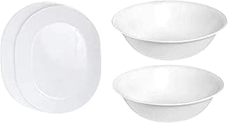 12-1/4-Inch Serving Platter, Winter Frost White - 2-Pack with 2-Quart Serving Bowl, Winter Frost White 2PK - Set of 4