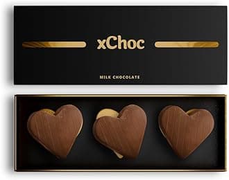 xChoc Chocolate For Couples - Milk Hearts to Improve Mood, Performance & Energy - Vegetarian & Gluten-Free for Men & Woman - Romance Chocolates