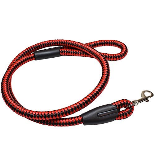 Durable Dog Rope Leash - Small and Medium Breed Sturdy Leashes by FIDO Care (Red/Black)