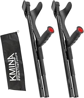 KMINA Foldable Forearm Crutches of Carbon Fiber (x2 Units), Open Cuff, Lightweight, Folding Crutches, Made in Europe, PRO Model