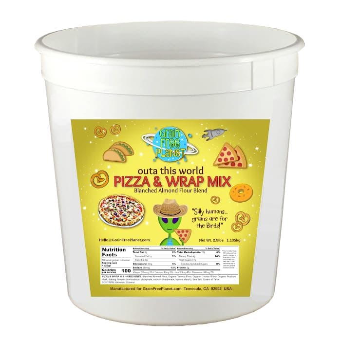 Grain Free Planet's Multi-Use Pizza Crust & Wraps Mix | Clean Keto Low Carb Baking Mix | Free from Gluten, Grains, Sugar, Dairy, Soy, Yeast, and Lectins | 2.5 lb