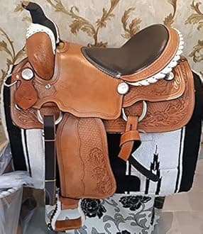 SUPREME SADDLERY Pony and Adult Leather Premium Classic Quality Handmade Horse Saddle Comfort Western Barrel Racing Trail Equestrian Horse Saddle Size 10" to 18" inches Seat MO2 (18 Inches Seat)