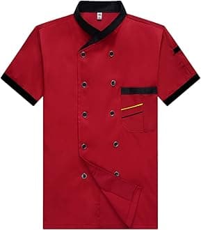 Chef Works Chef Jacket Unisex Chef Coat for Men Women Works Chefs Jacket Short Sleeve Crewneck Button Down Uniform Pocket T Shirts