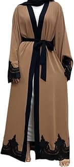AFAVOMWomen Turkey Abaya Islamic Muslim Prayer Dress Embroidered Cardigan Kaftan Dubai Robe Casual Turkish Modest Dress