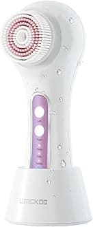 Electric Facial Cleansing Brush, 2-Way Rotating Face Scrubber with 3 Modes, Rechargeable, 5 Brush Heads, IPX7 Waterproof, Deep Pore Cleaning for All Skin Types