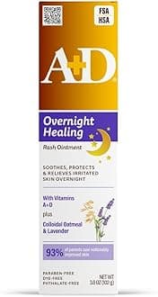 A+D Overnight Healing Diaper Rash Ointment - Soothes, Protects & Relieves Diaper Rash Overnight with Lavender & Colloidal Oatmeal - Healing Ointment for Red, Itchy, Irritated Skin - 3.6oz