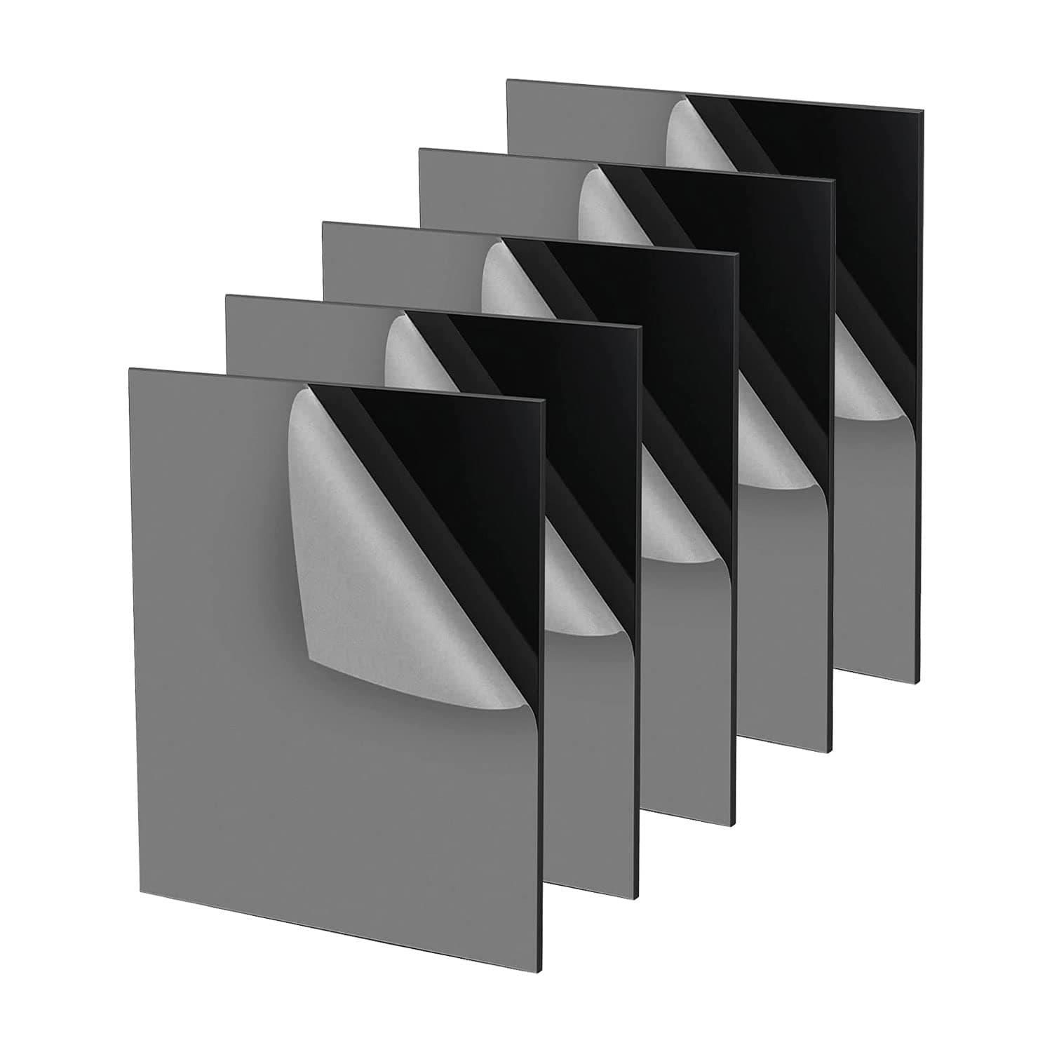 QEEYON 5 Pcs Black Acrylic Sheets, 2mm Black Gloss Acrylic Plastic Sheet Panel with Protective Paper for Sign DIY Craft Cutting Painting Photography Display Stand(A5,21x 14.8cm)