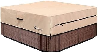 UCEDER Waterproof Hot Tub Cover -Outdoor Spa Cover Cap(Actual Size 97''x97 x20'' Fit 95''x95 x 20'') 600D Heavy Duty Polyester Hot Tub Cover Protector(Brown)