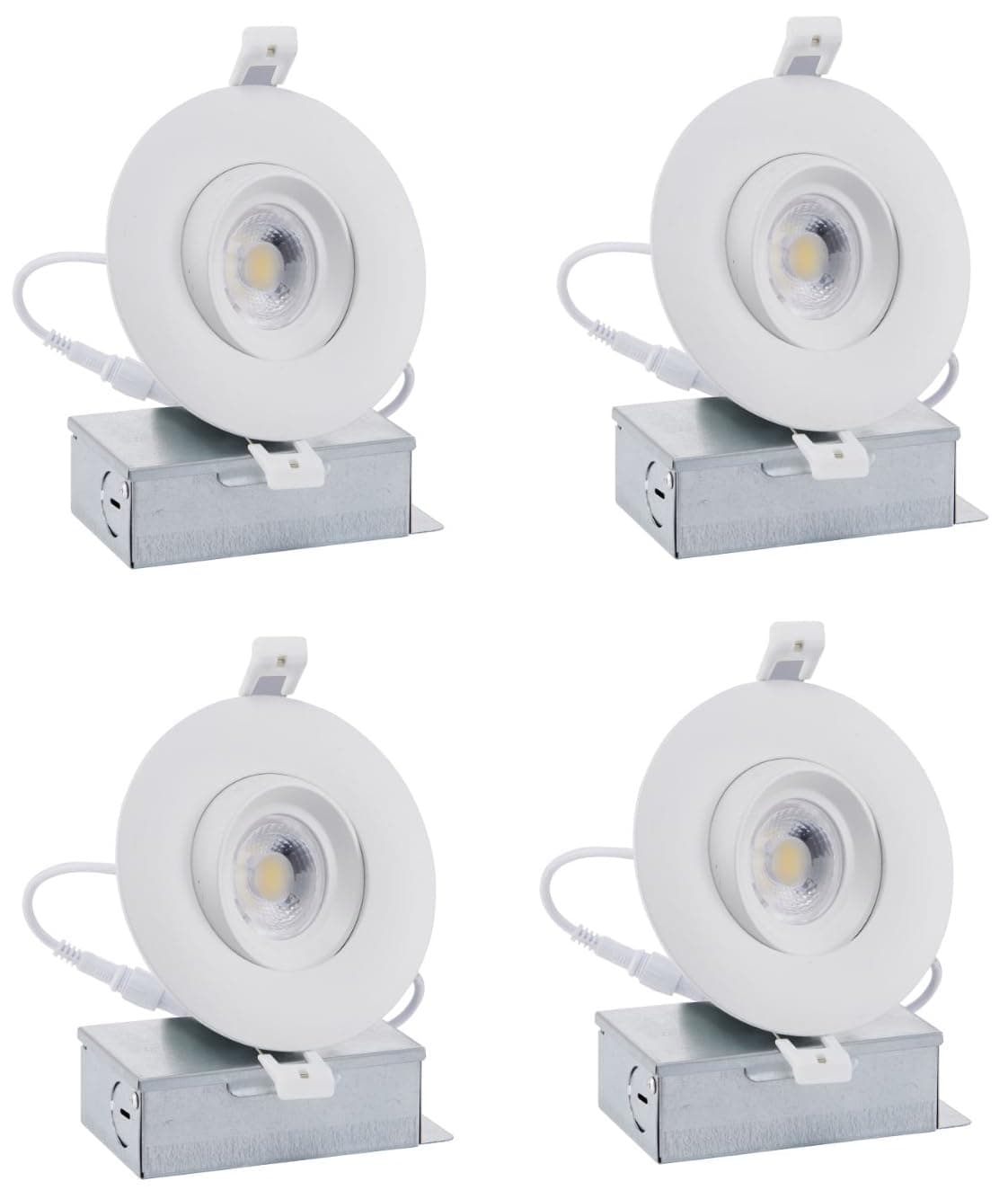 (4 Pack)4 inch led Gimbal Eyeball Downlight-Directional Adjustable,12W=(100W) Dimmable LED Retrofit Recessed Lighting Fixture with Junction Box,1100lm,27K,30K,35K,40K,50K Color Selectable,120V, ETL ES