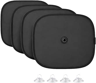 AutokraftZ 𝗨𝗻𝗶𝘃𝗲𝗿𝘀𝗮𝗹 Car Window Sunshade (𝗣𝗔𝗖𝗞 𝗼𝗳 𝟰) - 𝗘𝘅𝘁𝗿𝗮 𝗗𝗮𝗿𝗸 Sun Protection for Heat Reduction Sun Shade with Suction Cups Car Glass Shield & Blinds