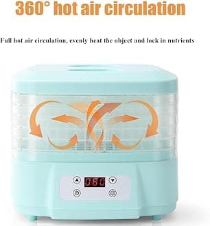 FENGKUI Home Candy & Snack Dryer, 360° Airflow Food Dehydrator, 6 Trays, Stainless Steel, Rectangular, Polypropylene (PP), 110V, 35-80°C, Dehydrator