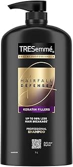 TRESemme Hairfall Defense+ Shampoo 1000ml With Keratin Fillers | Longer and Stronger hair | Prevents Hair Fall due to Breakage | Paraben-Free