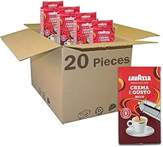 20 LAVAZZA CREMA E GUSTO GUSTO RICCO Italian Ground Coffe Espresso 250g