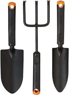 3-Piece Garden Tool Set - Trowel, Transplanter, Cultivator, Rust-Resistant Steel Heads, Ergonomic Handles for Planting, Digging, and Aerating Soil