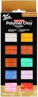 Mont Marte Polymer Clay Metallic - 10 Colours - 100g - Soft, Even Texture - Easy to Shape - Clay for Pottering, Modelling and Crafts