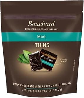 Bouchard Dark Chocolate Mint Thins (72% Cacao) 5.3 OZ (.3 LB/150g) (Pack of 3)