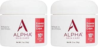 Skin Care Essential Renewal Cream, 10% Glycolic AHA, Anti-Aging Formula, Reduces Lines & Wrinkles, Alpha Hydroxy Acid Exfoliates for Smoother Skin, Normal, Sensitive or Dry Skin, 2 Oz, Pack of 2