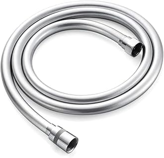 Smooth Shower Hose 2m / 79 Inch – Flexible PVC Shower Hose, Anti-Kink & Leakproof, Universal G1/2" Fit, Durable Replacement Hose with Brass Connectors & Washers - Silver