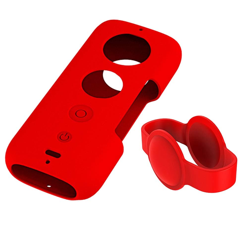 Protective Silicone Cover Case for Insta360 One X Action Camera, Dust-and Water Proof Anti-Scratch Skin Cases Cover Indoors and Outdoors Selfie Camera Accessories (Red Version No Camera)