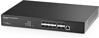 Binardat 12 Port 10 Gigabit SFP Managed Switch, Supports 1G & 10G SFP Modules, 240Gbps Bandwidth, L3 Web/CLI Managed, Metal Fiber Network Switch