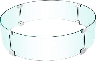 VEVOR Fire Pit Wind Guard, 26 x 26 x 6 Inch Glass Flame Guard, Round Glass Shield, 1/4-Inch Thick Fire Table, Clear Tempered Glass Flame Guard, Aluminum Alloy Feet for Propane, Gas, Outdoor