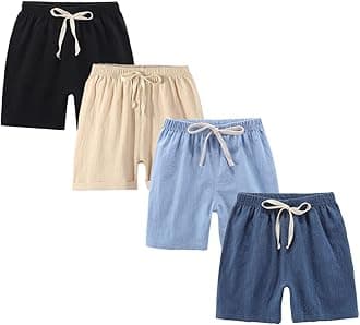 Boys' Summer Shorts Cotton, Pack of 4