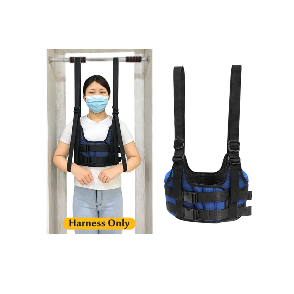 Back Stretcher Harness for Spinal Decompression, Lumbar Traction Belt & Inversion Table Alternative, Back Realignment Device for Herniated Disc Pain Relief – Large (42–50” Chest)