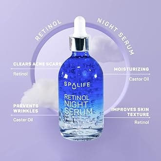 SpaLife Spa Life Face Serum: Retinol Night Serum with White Pearl Capsules – 100 ml (3.7 oz) - Smoothing, Resurfacing, Gently Exfoliating - Targets Fine Lines, Texture & Dark Spots