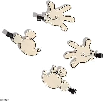 Kitsch Mickey/Minnie x Creaseless Hair Clips - Recycled Plastic No Bend Hair Clips for Makeup | No Crease Hair Clips | Stylish Make Up Hair Clip | Hair Accessories Styling Clips, 4pcs (Cream)