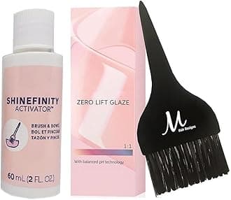 Shinefinity Zero Lift Glaze 06/73 Dark Blonde Brown Gold Demi-Permanent Hair Color 2 Ounce, Shinefinity Activator 2 oz and M Hair Designs Tint Brush (Bundle)