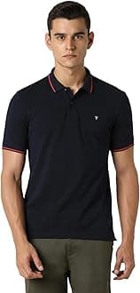 Van Heusen Men's Cotton Solid Regular Fit Collar Polo T-Shirt