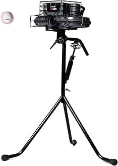 Furlihong 777BH Dual-Wheel Baseball Pitching Machine Upgraded Version, 30 to 95 MPH with Regulation Baseballs, Easy to Adjust Angle and Speed, Throw Any Type of Pitch, with 3 Training Balls