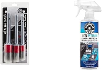 Chemical Guys ACC600 All in The Details Interior Detailing Brush Set + SPI22016 Total Interior Cleaner and Protectant, Safe for Cars, Trucks, SUVs, Jeeps, Motorcycles, RVs & More, 16 fl oz