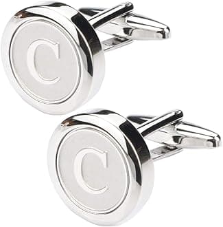 - Mens Classic Stainless Steel Initial Cufflinks 26 Alphabet Initial Letter Cufflinks Business Wedding Shirts A-Z