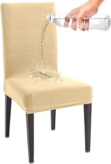 HOKIPO Dining Chair Cover Water-Resistant, Pack of 1, Beige (AR-4916-BGE)