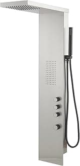 Shower Panel System Shower Wall Tower with Body Massage System Rain Shower Handheld 3 IN 1 High Pressure Jets Stainless Steel, Brushed Nickel