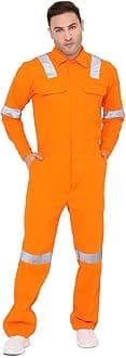 Associated Uniforms Men's 100% Cotton Industrial Work Wear Coverall Boiler Suit of 240 GSM with Reflective Tape