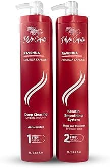 Ravenna Professional Keratin, Long-lasting Straightening Effect - Cirugia Capilar - Celulas Madres Straightener System - 2x1L/33.8