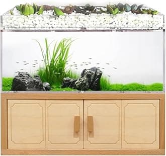 Betta Fish Tank Aquarium Kit Acrylic Material Separate Filter Box Mini Desktop Small Fish Tank with Water Pump Self Filtering Circulation Ecosystem,for Betta Fish and Guppies (Brown)