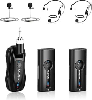 Wireless Lavalier Microphone System, Wireless 2.4GHz Lapel Mics Handheld Mic 2 in 1 for Teaching, Teachers, Speech, Tour Guiding, Speaker, Amplifier, PA System, Broadcast, KM-G70(2TX1RX)