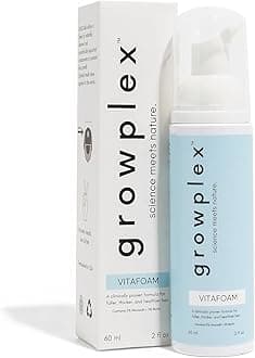 Growplex Vitafoam 5% Minoxidil Foam for Men & Women, DHT Blocking Minoxidil for Men Foam, Non-Greasy, Fast-Drying Formula for Hair Regrowth