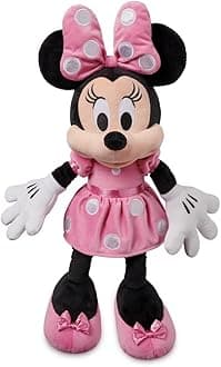 - Disney Store Official Minnie Mouse Pink Dress Medium Soft Toy for Kids, Cuddly Character with Fuzzy Texture and Embroidered Details, Disney Plushy Suitable for All Ages.