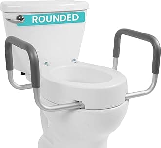 Raised Toilet Seat Riser for Seniors (with Handles) - Handicap Rail Grab Bar Seat for Over Toilet - Elevated Safety for Elderly, Disabled, Medical - Standard