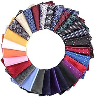 Jeatonge 28 Pack Pocket Squares for Men Men's Handkerchief Mens Pocket Squares Set Assorted Colors with a Holder, Multicoloured, M