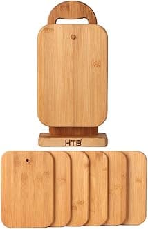 Bamboo Cutting Board Set for Kitchen,Small Cutting Boards with Holder,Serving Boards for Sandwich Cheese Meal Breakfast