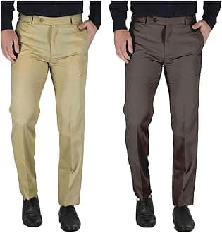 MARK LEWIS Men's Polycotton Formal Trouser - Comfortable, Stylish Office wear, combatable Pants for Daily Purpose, Ideal for Business & Casual Occasions - Pack of 2