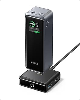 Anker Prime 27,650mAh Power Bank (250W) with 100W Charging Base, 3-Port Portable Charger, Smart App, Compatible with iPhone 14/13/12 Series, Samsung, Dell, AirPods, and More