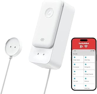SwitchBot WiFi Water Leak Detector, Smart Water Sensor with 100dB Adjustable Alarm&App Alerts, IP67 Waterproof, Detector for Home with Cable, No Hub Required (Support 2.4G) (White, Pack, 1)