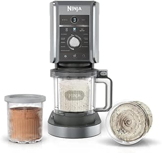 Ninja CREAMi Deluxe 11-In-1 Ice Cream Maker & Frozen Dessert Maker with 3 Tubs, Makes Ice Cream, Gelato, Sorbet, Frozen Yoghurt, Milkshakes, Slushi & More, 2-in-1 Flavour Option, Silver, NC501